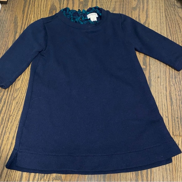 Crewcuts Navy Sweater Dress with Navy and Green Plaid Collar Size 3 - Picture 1 of 4